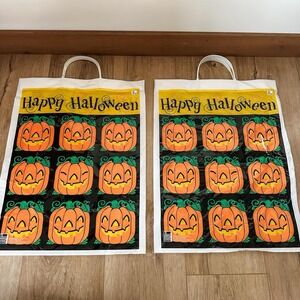 Vintage (2) NEW 2005 Kmart Halloween Pumpkin Jack O Lantern Plastic‎ Bags Handle